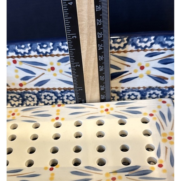 Temptations Old World Blue 1.75 Qt Loaf Pan Baking Dish Dripping Tray Wire Rack - Picture 6 of 7